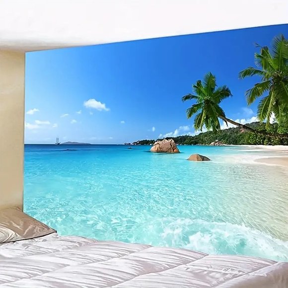 Other - Tapestry - Seaside Tropical Palm Tree Landscape Wall Mount Kit Included